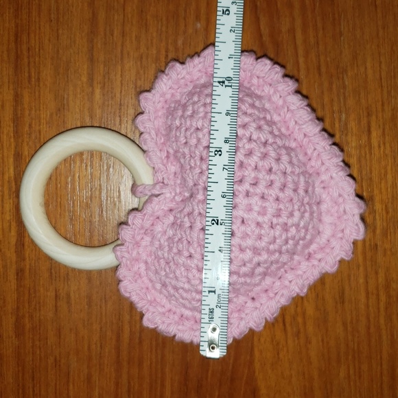 Crochet Heart Teething Rattle - Picture 5 of 6